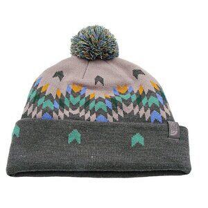 The North Face Unisex Adults Gray And Pastel Geo Print Ski Tuke V Beanie Hat OS